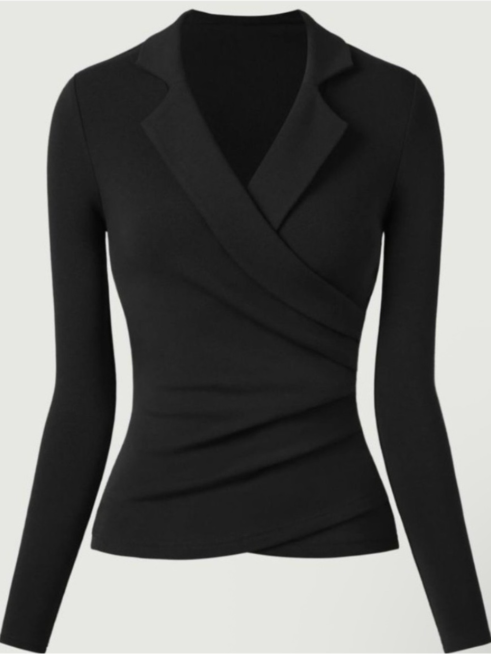 OGL Eco Mousse Prowarm Black Surplice Collared Top size M